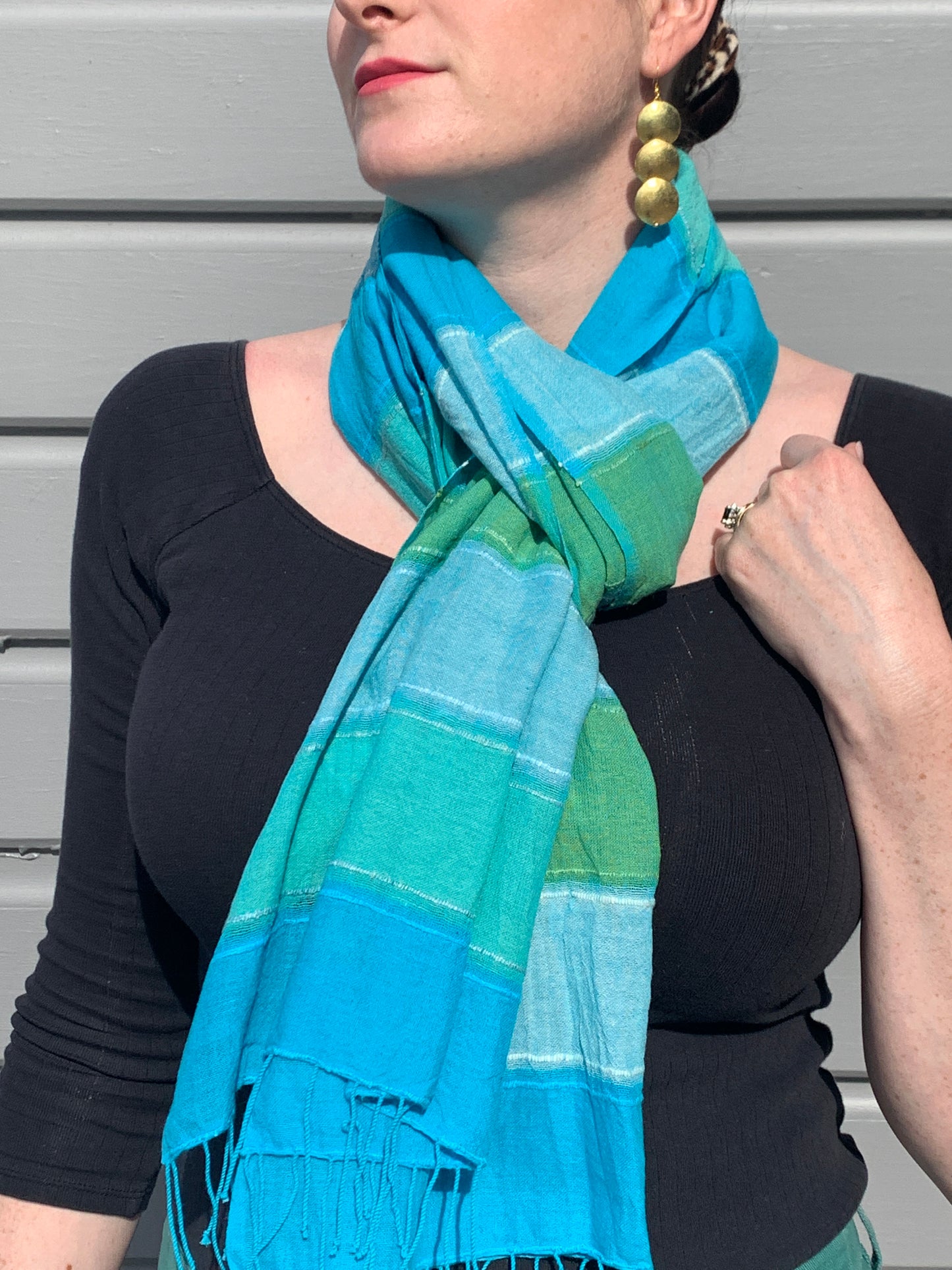 Danakil Scarf (Tana) & Zanele Necklace (Lime & Aqua) Bundle