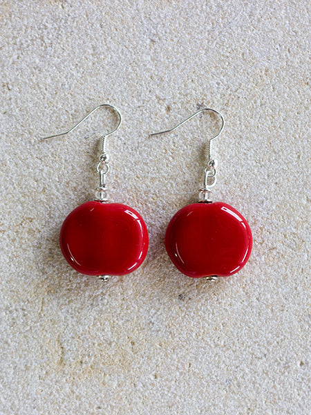 Kazuri Earrings - Red