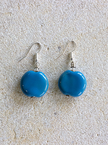 handmade-clay-beautiful-earrings-women-kenya-kazuri-sterling silver-turquoise-blue