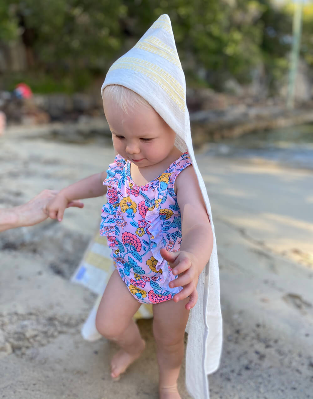 Hooded Baby Towel - Yellow Stripe