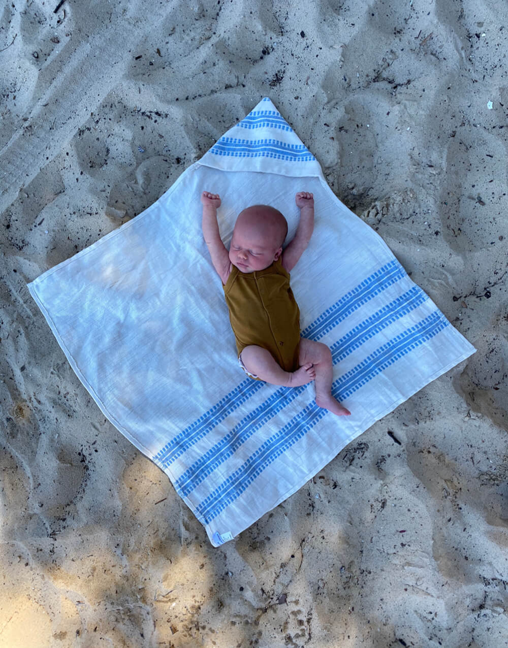 Hooded Baby Towel - Blue Stripe