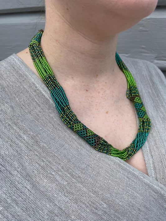 Zanele Rope Necklace - Lime & Teal
