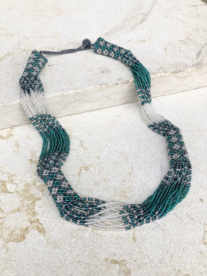 Zanele Rope Necklace - Emerald & Silver