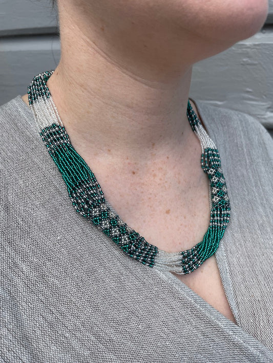 Zanele Rope Necklace - Emerald & Silver