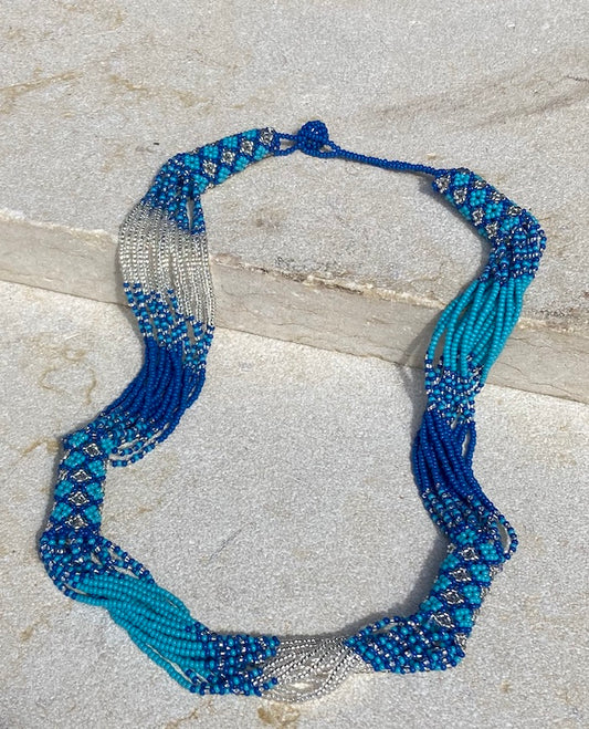 Zanele Rope Necklace - Aqua & Silver