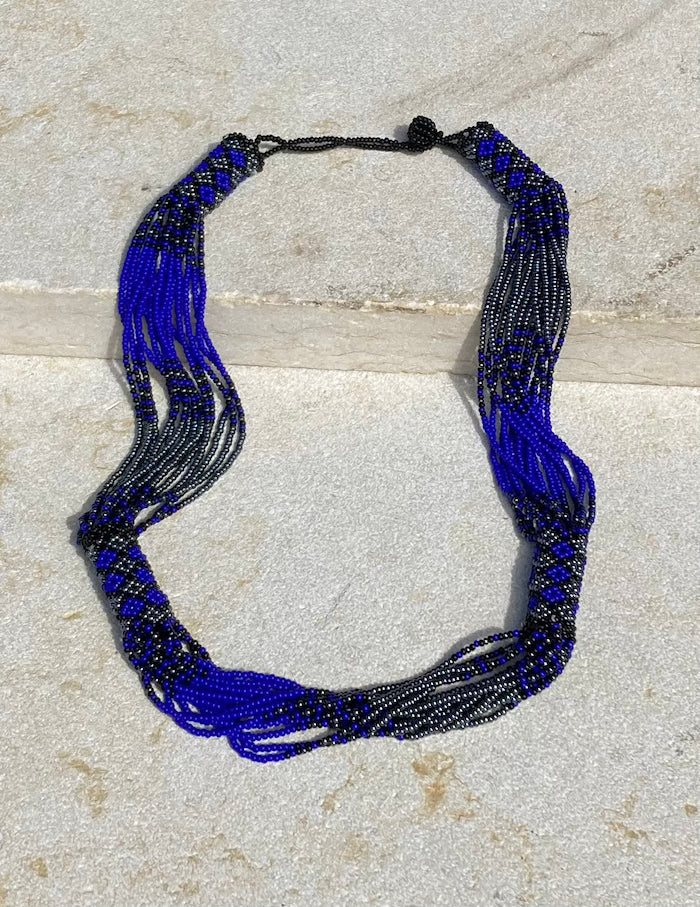 Zanele Rope Necklace - Royal Blue & Grey