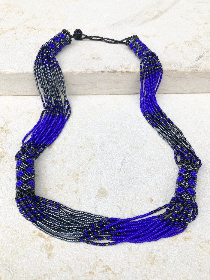 Queen Saba Shawl (Silver) & Zanele Necklace (Royal Blue) Bundle