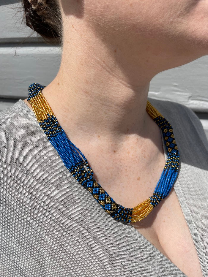 Zanele Rope Necklace - Blue & Gold