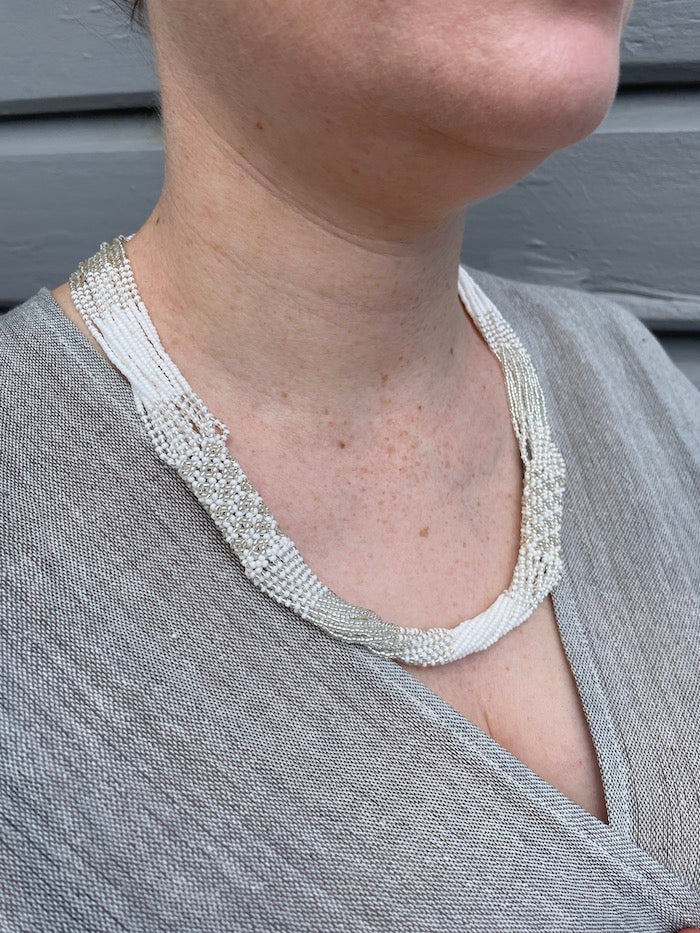 Zanele Rope Necklace - White & Silver