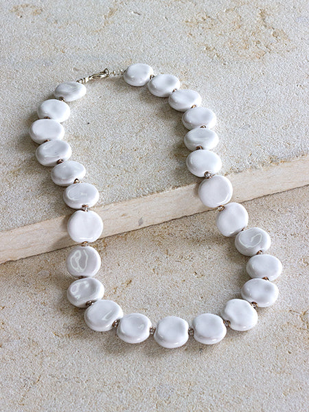 Kazuri WHITE Necklace & Earrings Bundle