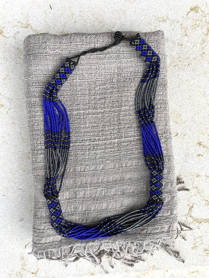 Queen Saba Shawl (Silver) & Zanele Necklace (Royal Blue) Bundle