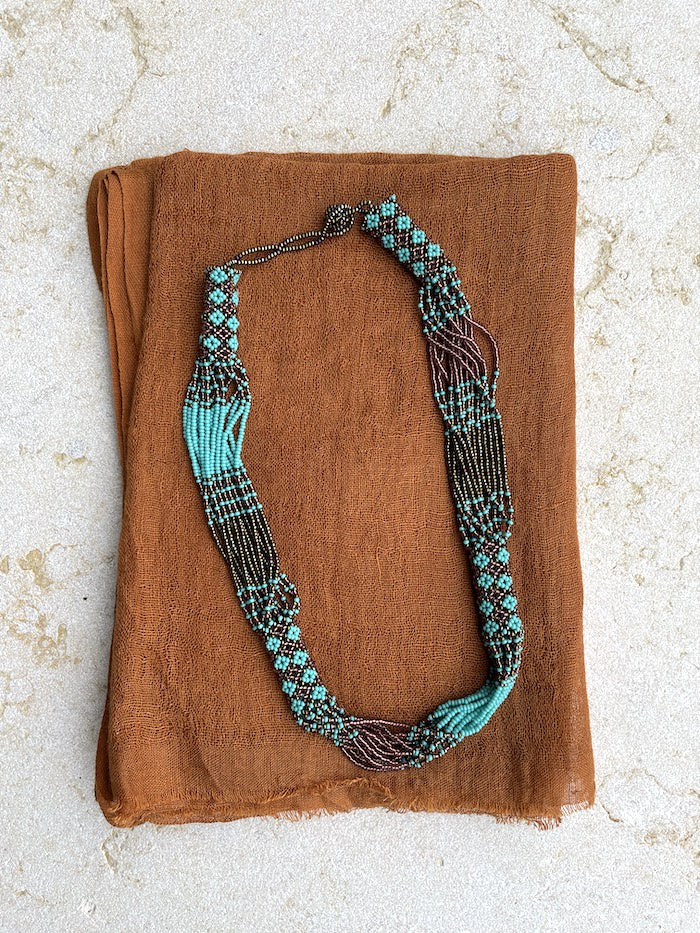 Telba Shawl (Bronze) & Zanele Necklace (Turquoise & Bronze) Bundle
