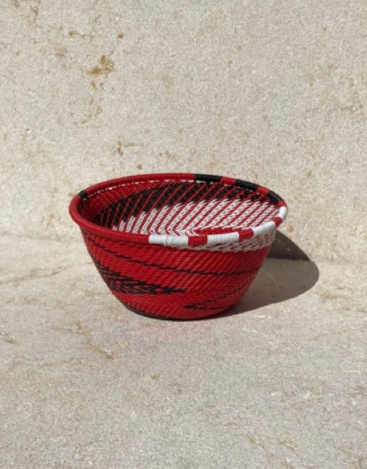 Telephone Wire Bowl - Red & White