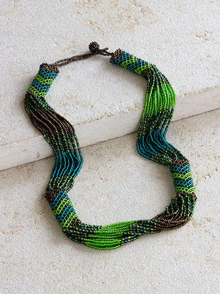 Zanele Rope Necklace - Lime & Teal