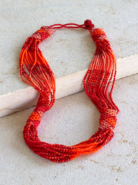 Danakil Scarf (Flame) & Zanele Necklace (Red & Orange) Bundle