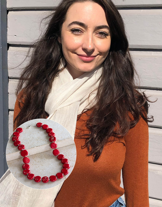 mariam-stone-linen-scarf-and-kazuri-red-necklace-ethiopia-and-kenya