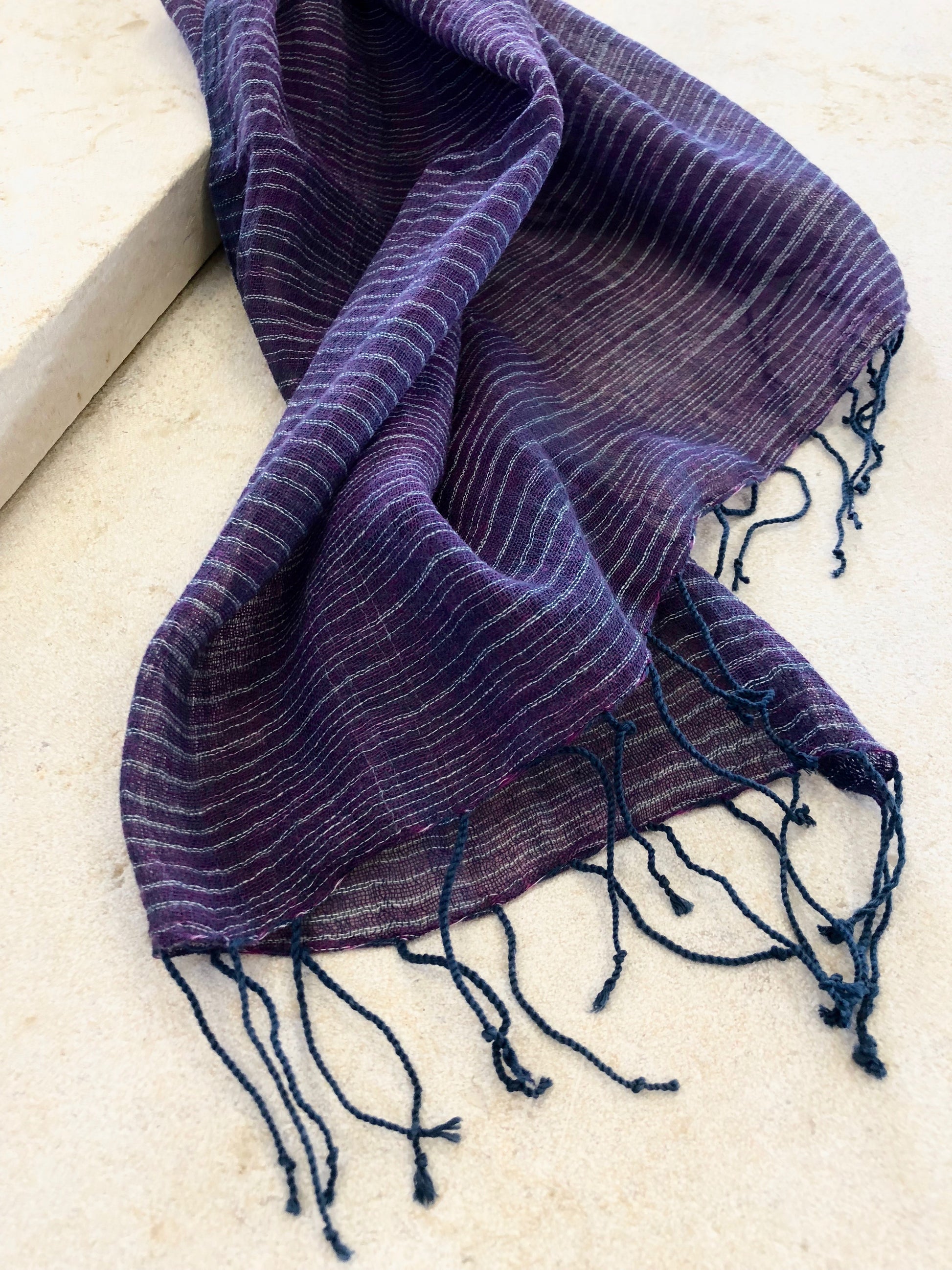 natural fibres-artisans-ethiopia-purple-cotton-scarf