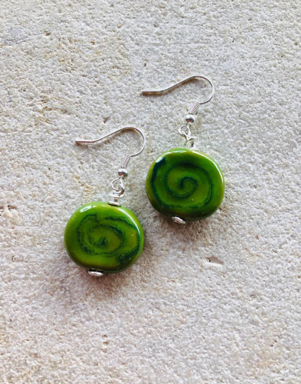 handmade-clay-beautiful-earrings-women-kenya-kazuri-sterling silver-green-spiral-sea-mix