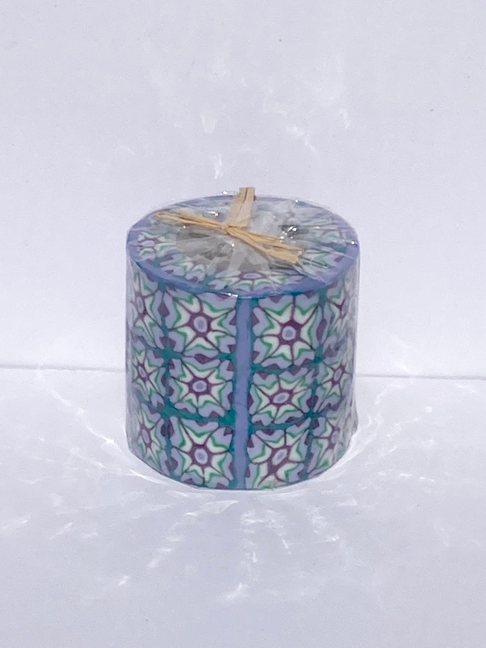 pillar-candle-soy wax-blue-istanbul blue-pattern-handmade-eswatini